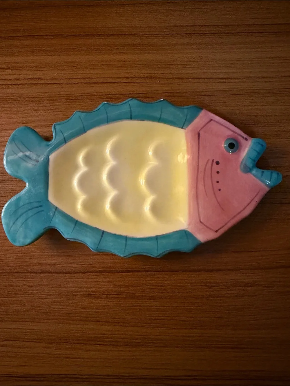 VTG Pier 1 Hand Painted Fish Shaped Soap Trinket Dish Beach Ocean Nautical